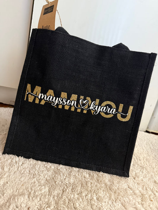 🧺 Sac jute “Mamie” personnalisé