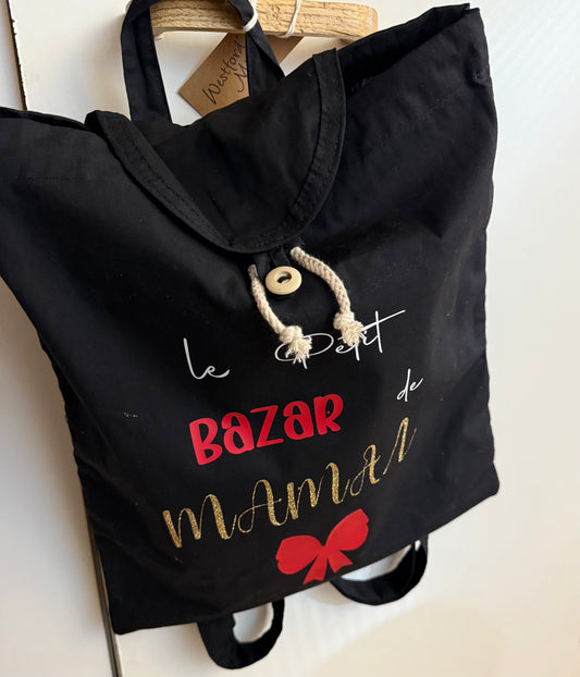 🎒 Sac à dos “Le petit bazar de maman” – personnalisé