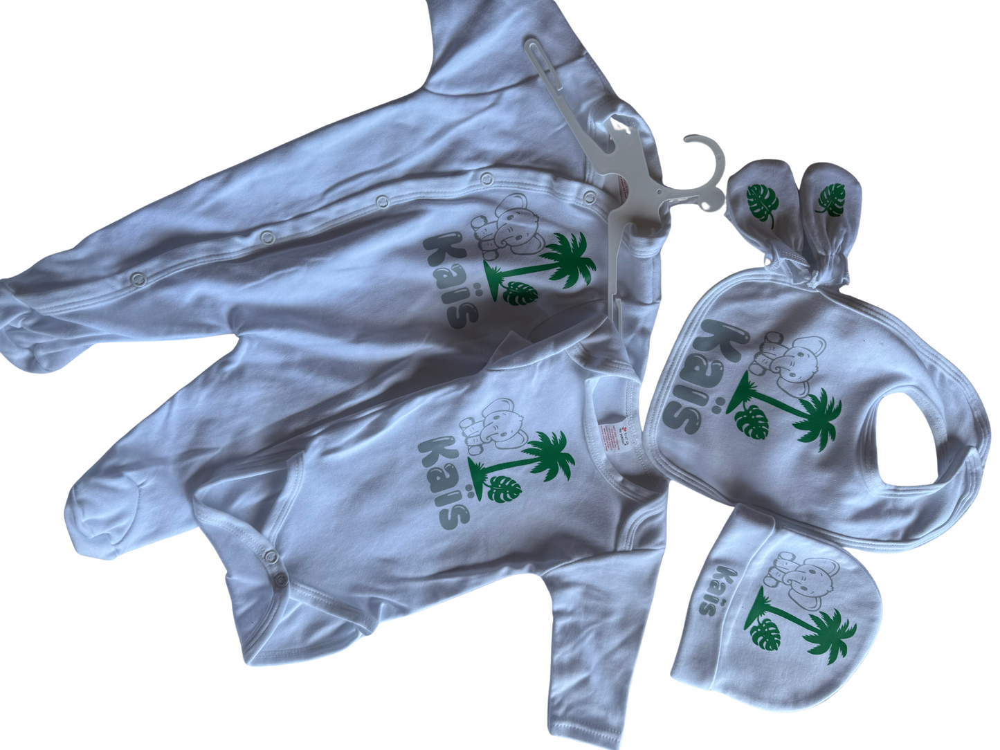 🌿 Ensemble naissance 5 pièces personnalisé – MKCREATION