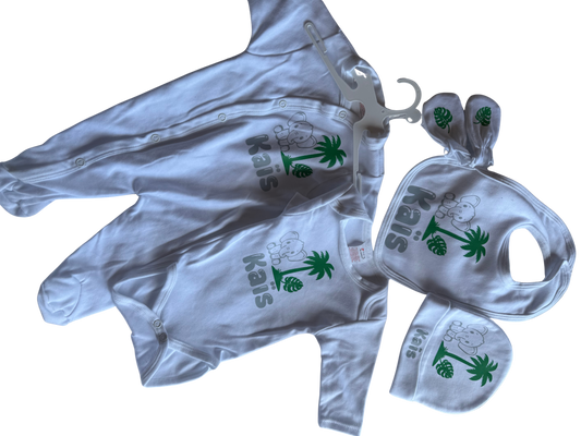 🌿 Ensemble naissance 5 pièces personnalisé – MKCREATION