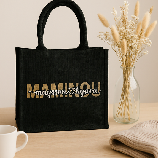 🧺 Sac jute “Mamie” personnalisé